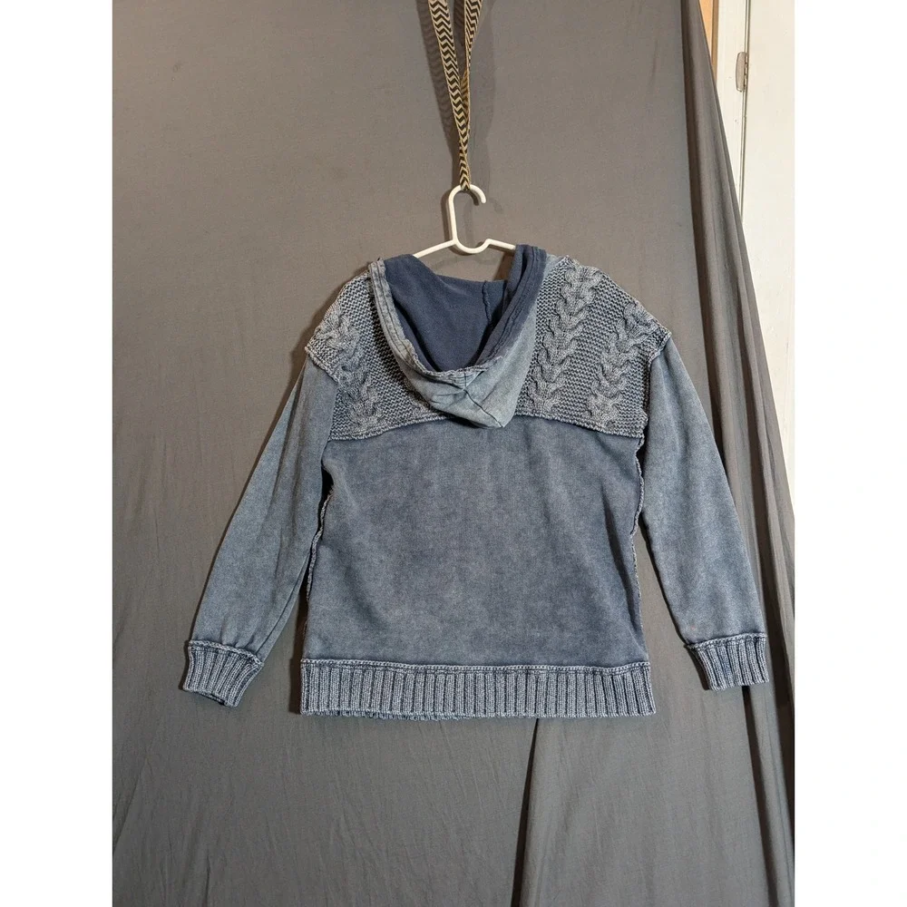 INC International Concepts Mens Blue Cable‎ Knit Hoodie Sweater Size L